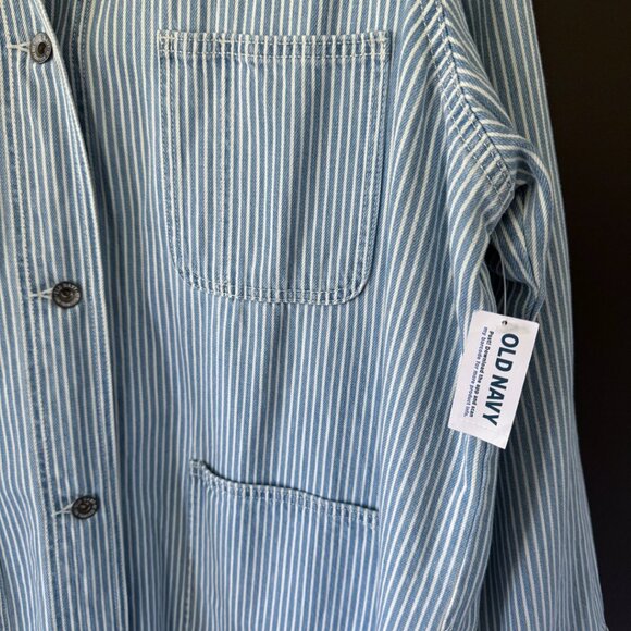 Old Navy Railroad-Stripe Jean Shacket PLUS 2X NWT - Picture 5 of 7